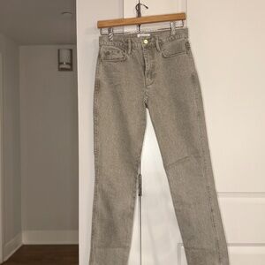 FRAME Beige Straight Leg Jeans High Rise Neutral Denim